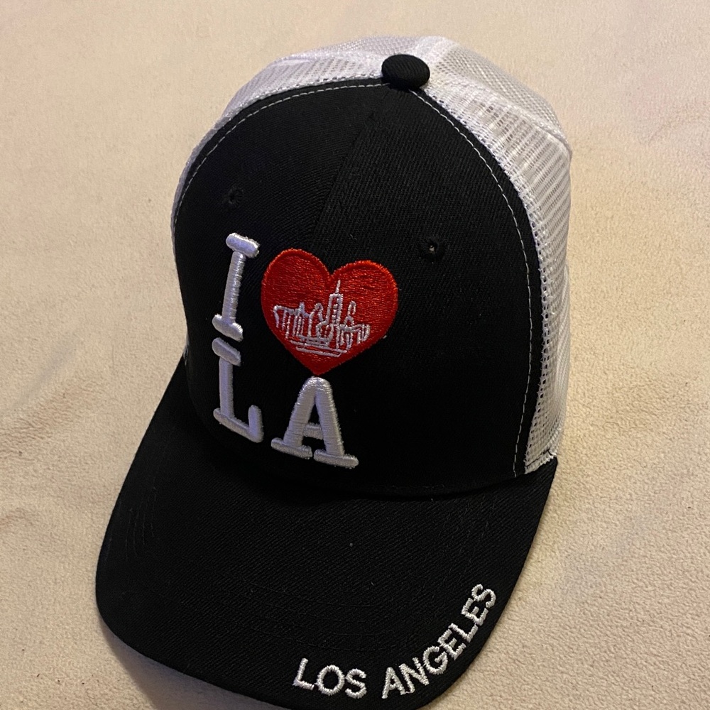 I Love LA Black and White Trucker Hat